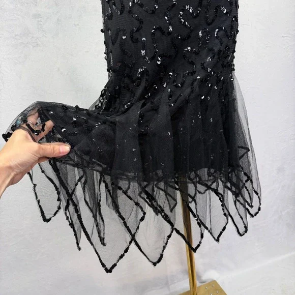 Vintage Y2K Betsey Johnson Sequin Tulle Prom Dress Dark Fairy Romantic Goth Sz 4 Vintage Y2K Betsey Johnson Sequin Tulle Prom Dress Dark Fairy Romantic Goth Sz 4